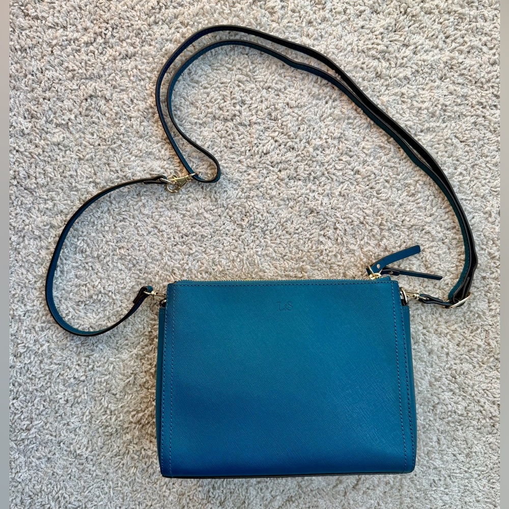 Lo & Sons Pearl Crossbody Saffiano Leather Pacific Blue